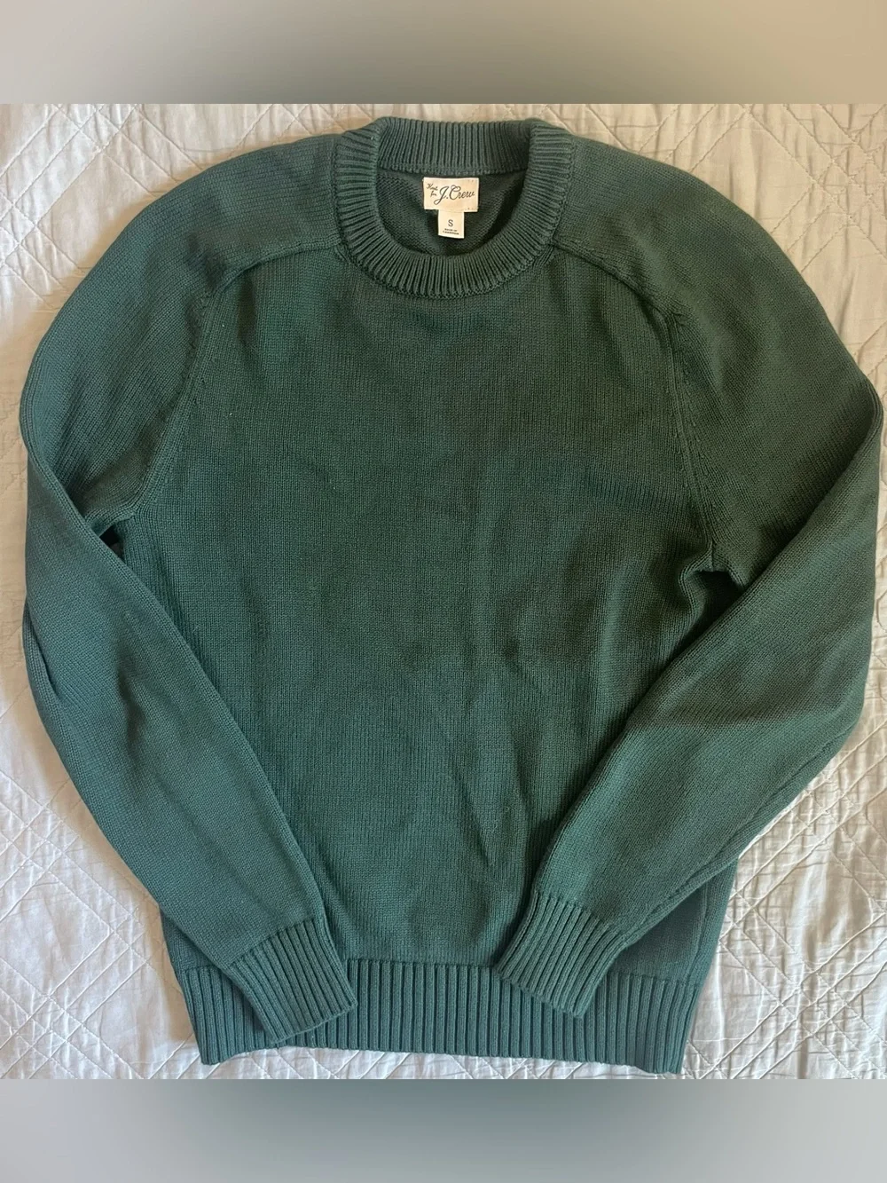 J. CREW Heritage cotton crewneck sweater in J. Crew Green Size S $98 BI841